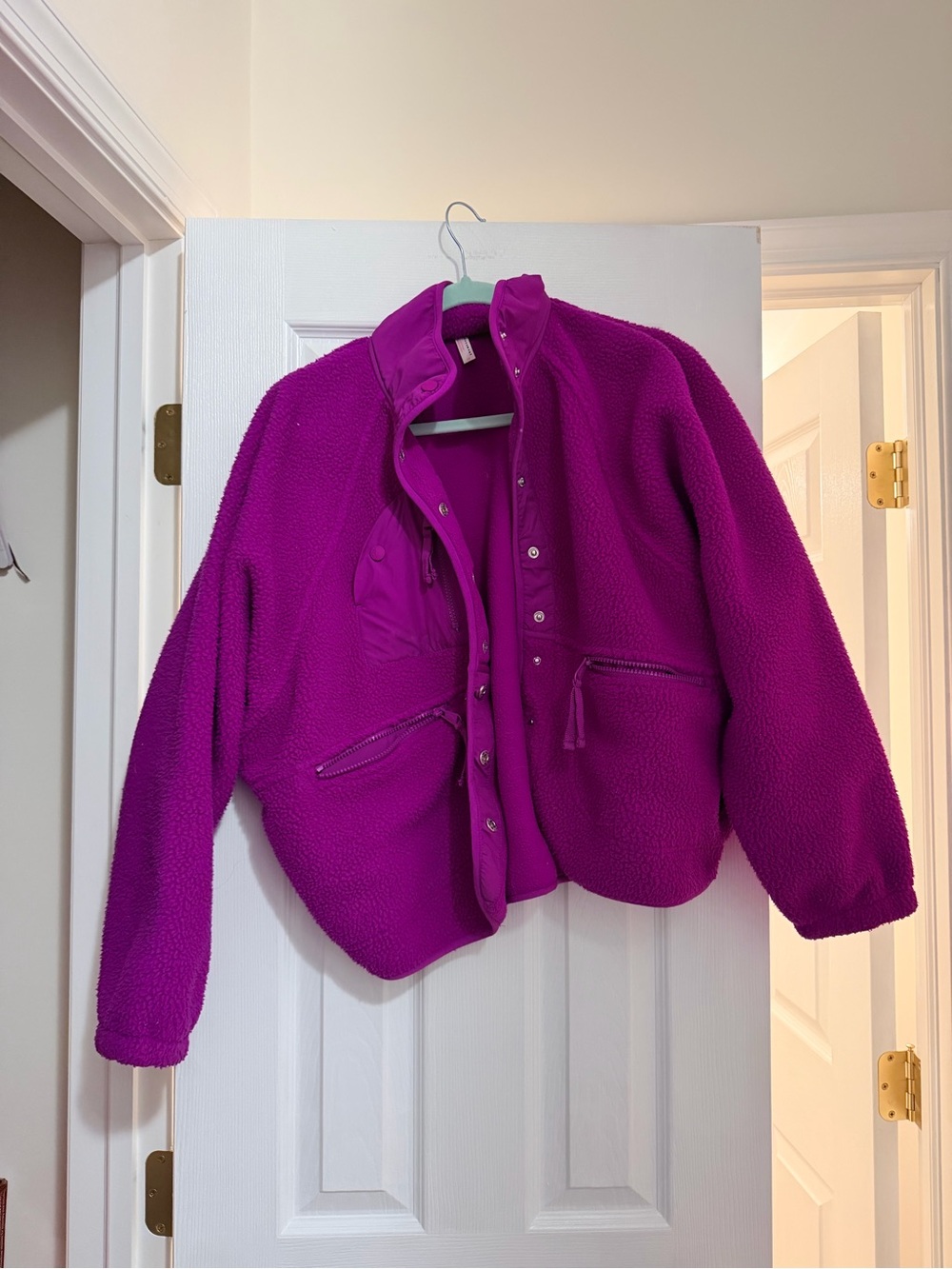 Free People Bright Fuchsia Sherpa snap front